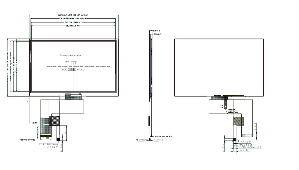 Mechanical Drawing - 4D LCD 70800480 7.0 Mechanical Drawing - 4D LCD 70800480 7.0